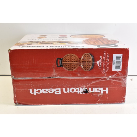 Hamilton Beach Durathon Ceramic Removable-Grid Belgian Waffle Maker- Open Box